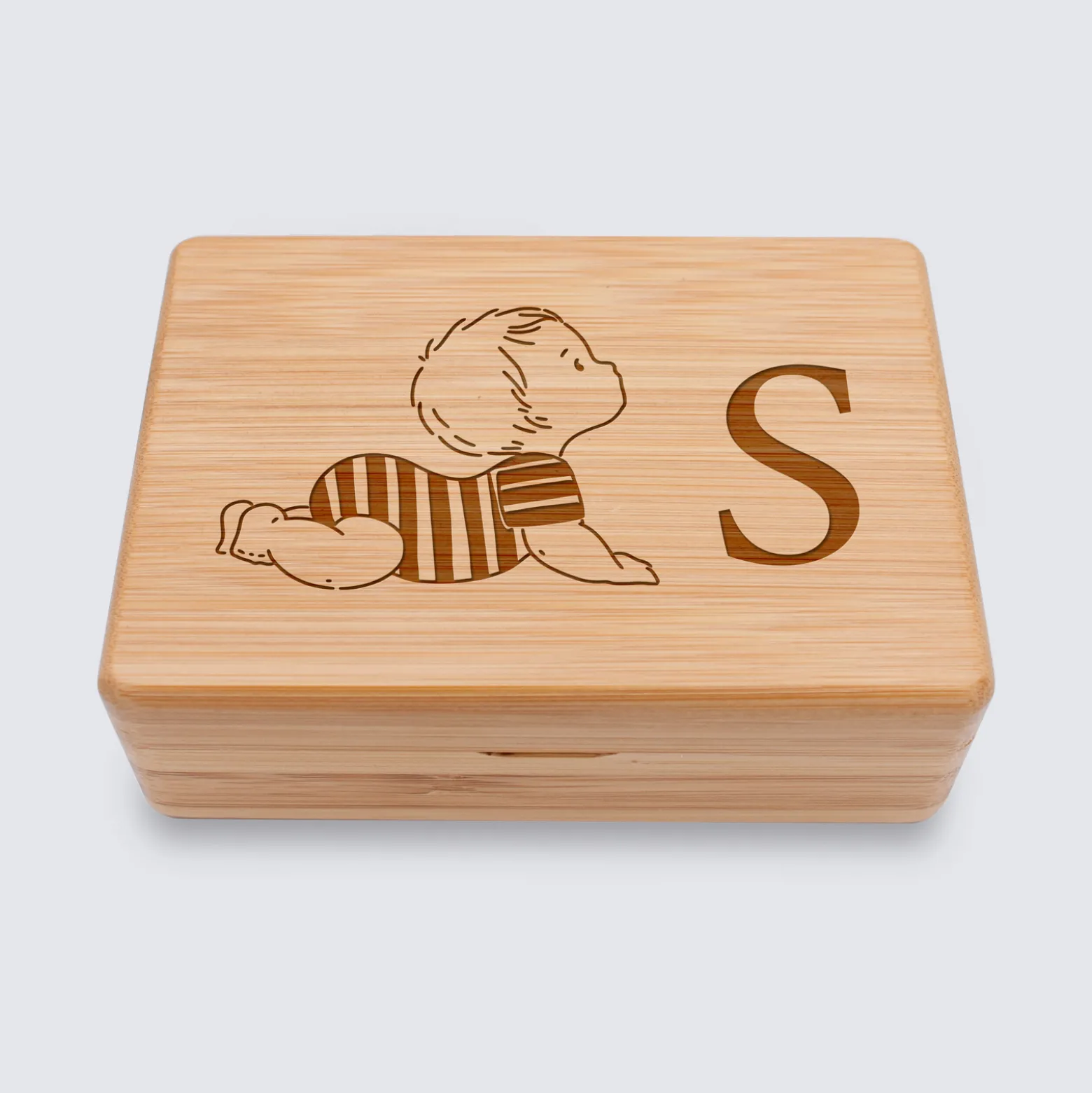 Boîte à bijoux personnalisée initiale 12x8,5 cm bois gravé - HappyBulle x Marie Savart