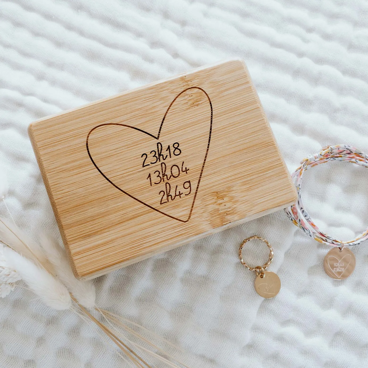 Boîte à bijoux personnalisée 12x8,5 cm bois gravé - HappyBulle x Mon petit Léon