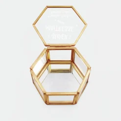 Boîte à bijoux personnalisée hexagonale 8x7x4 cm verre gravé - Edition spéciale