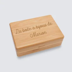 Boîte à bijoux personnalisée 12x8,5 cm bois gravé