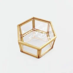 Boîte à bijoux personnalisée hexagonale 8x7x4 cm verre gravé