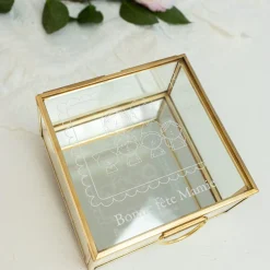 Boîte à bijoux personnalisée 10x10x5 cm verre gravé - édition spéciale "Famille"