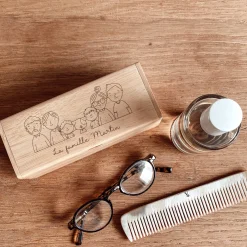Boîte à lunettes personnalisée bois gravé - édition spéciale "Famille"