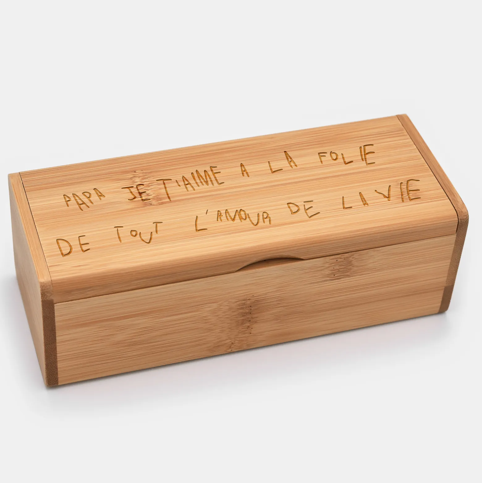 Boîte à lunettes personnalisée bois gravé - Nos petits imparfaits