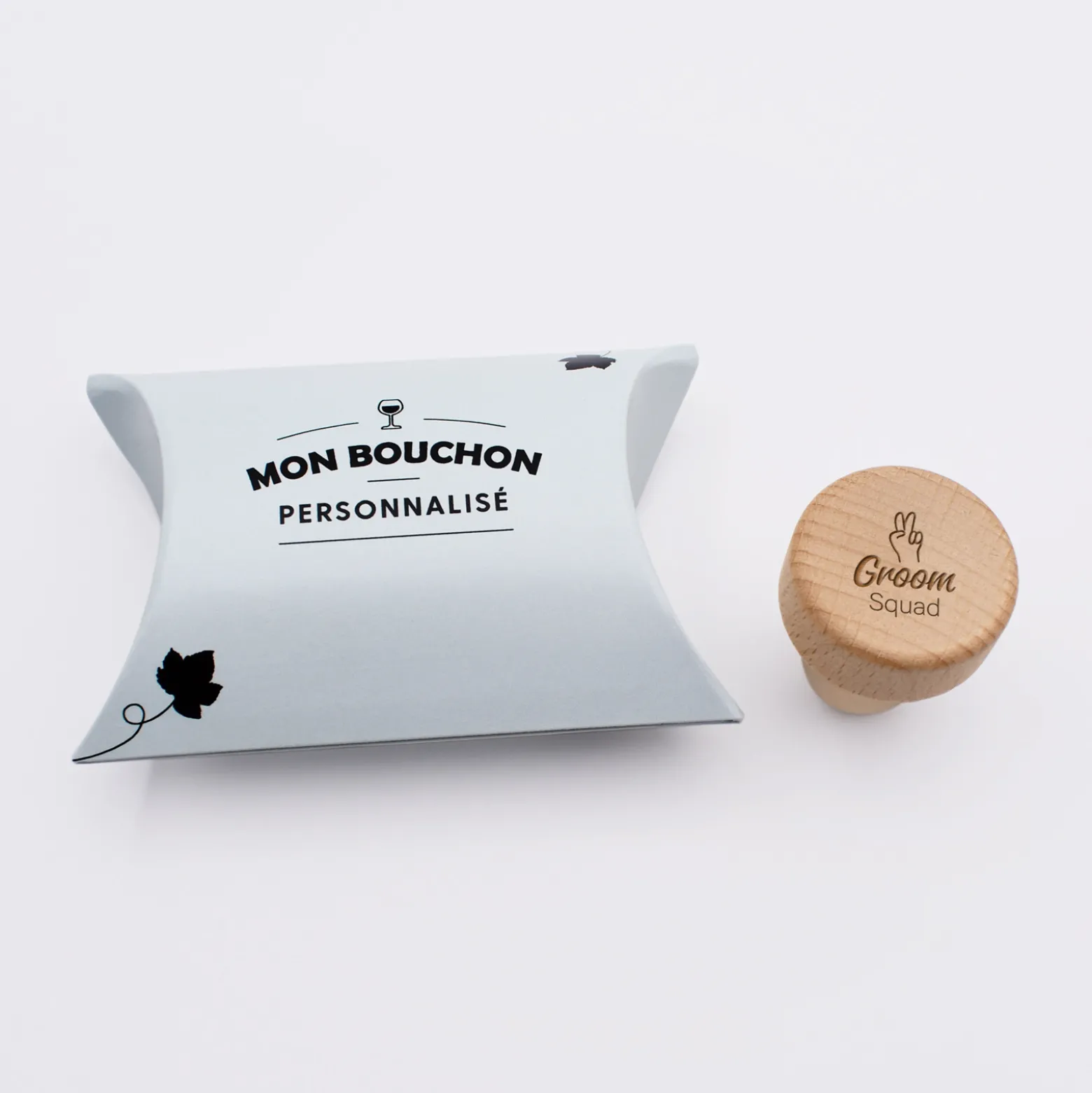 Bouchon de bouteille témoin homme personnalisé bois gravé