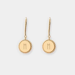 Boucles d'oreilles bohème personnalisées médailles gravées plaqué or initiale 11 mm