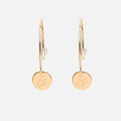 Boucles d'oreilles créoles médailles personnalisées gravées plaqué or initiale 10 mm