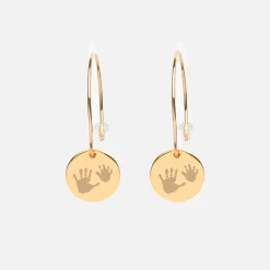 Boucles d'oreilles créoles personnalisées médailles gravées plaqué or 15 mm