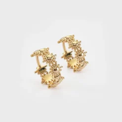 Boucles d'oreilles créoles étoile brillante plaqué or
