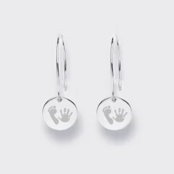 Boucles d'oreilles créoles médailles personnalisées gravées argent 15 mm