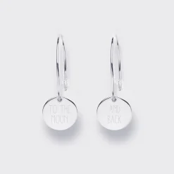 Boucles d'oreilles créoles médailles personnalisées gravées argent 15 mm