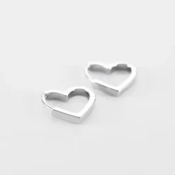 Boucles d'oreilles créoles coeur argent