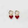 Boucles d'oreilles cœur émail rouge plaqué or