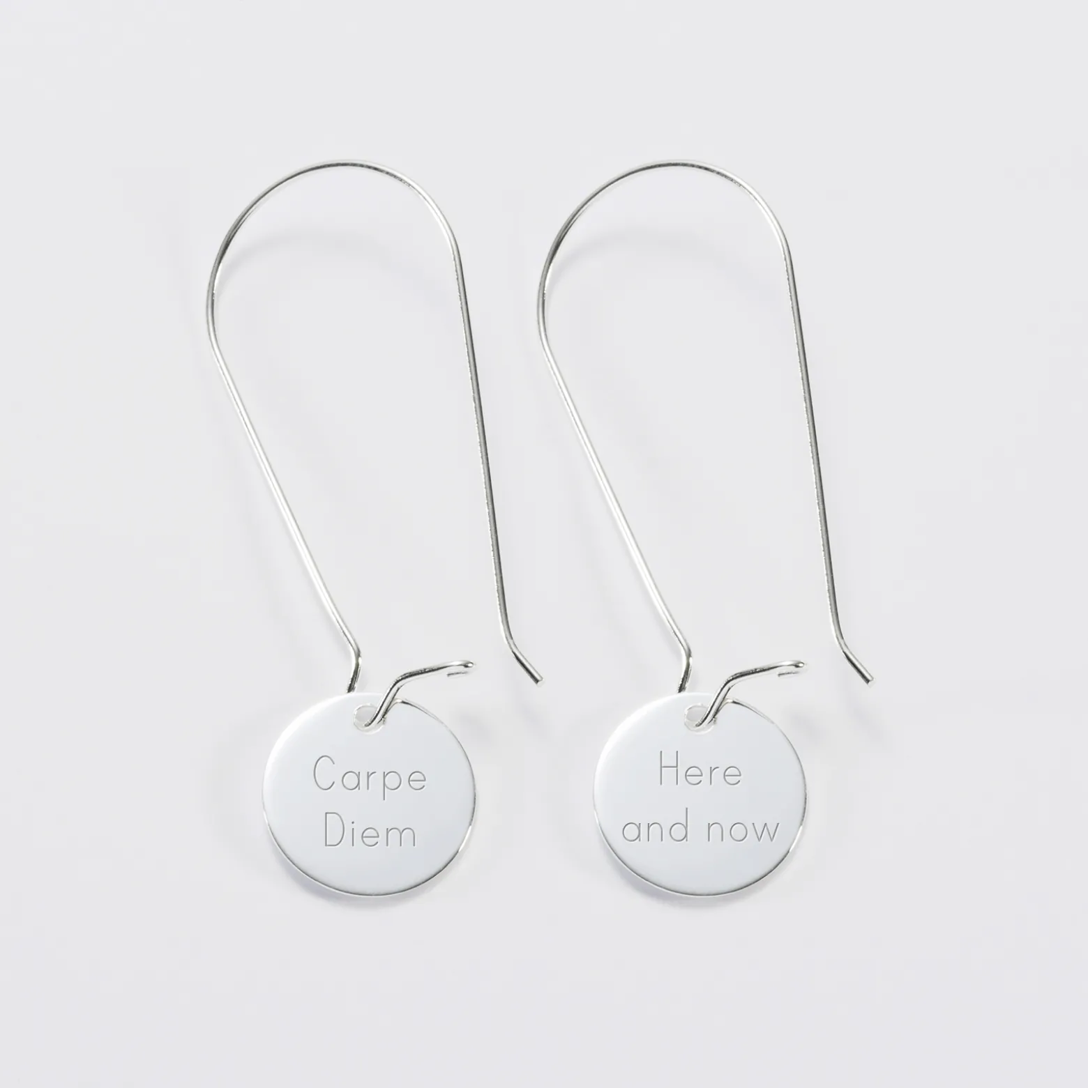 Boucles d'oreilles longues personnalisées gravées argent 15 mm