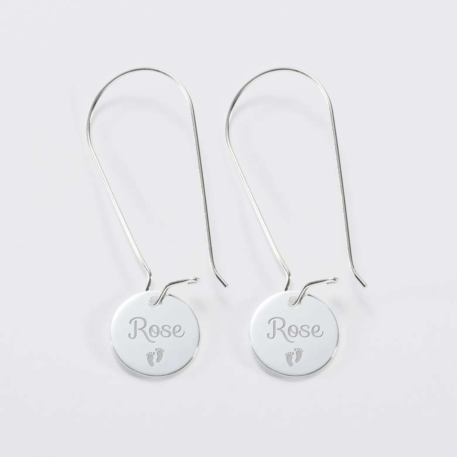 Boucles d'oreilles longues personnalisées gravées argent 15 mm