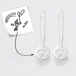 Boucles d'oreilles longues personnalisées gravées argent 15 mm
