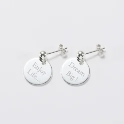 Boucles d'oreilles personnalisées gravées argent 15 mm