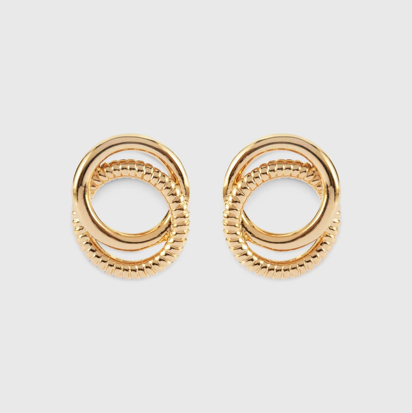 Boucles d'oreilles puces anneaux entrelacés plaqué or