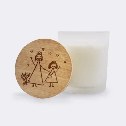 Bougie parfumée Fleur d'oranger personnalisé couvercle bois gravé - Nos petits imparfaits