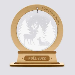 Boule à neige personnalisée bois gravé - édition spéciale "Forêt magique"
