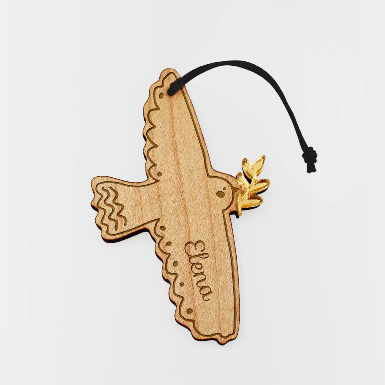 Boule de Noël personnalisée Colombe bois gravé - HappyBulle x MyLovelyThing