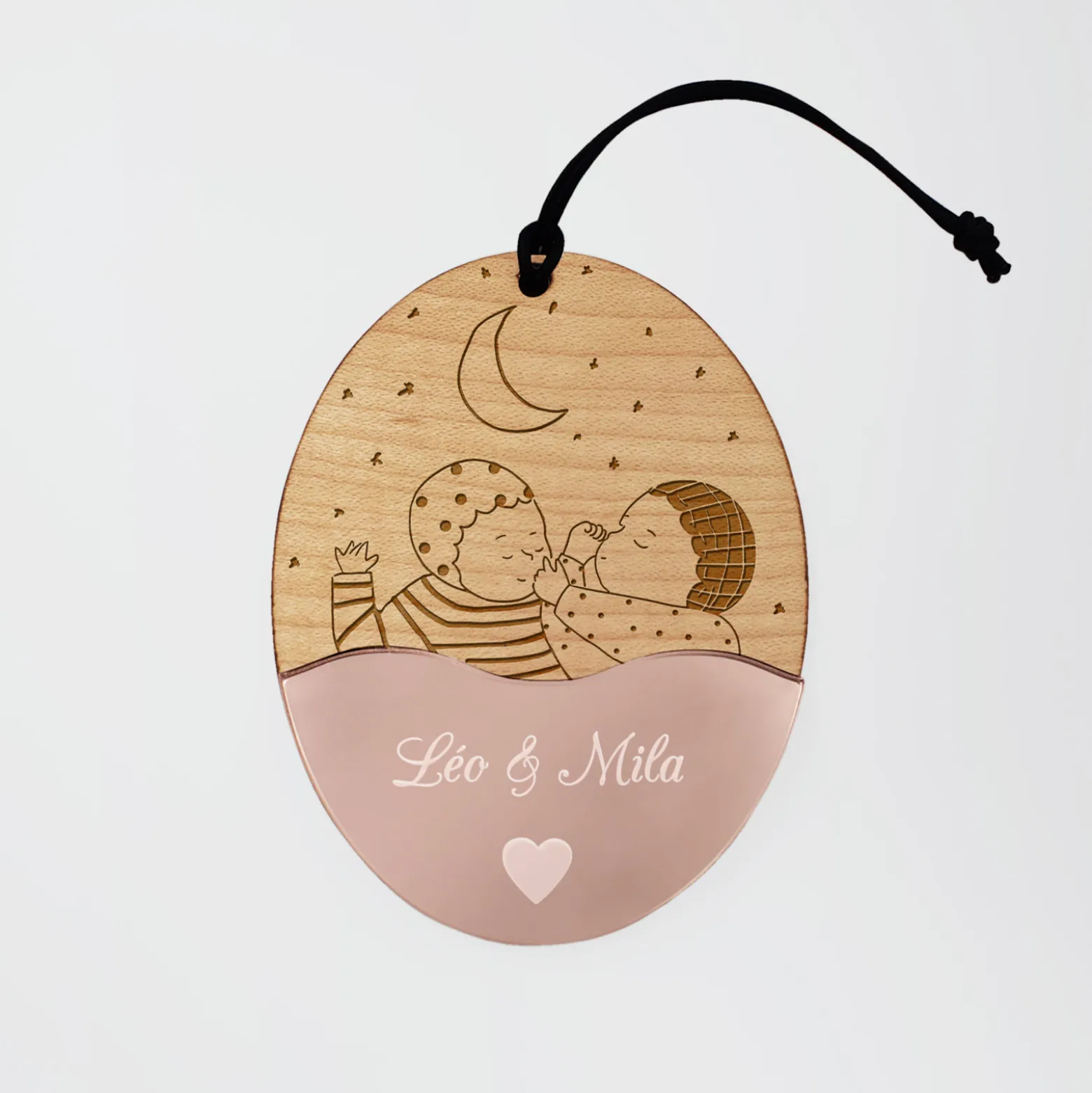 Boule de Noël personnalisée Bébé bois gravé - HappyBulle x MyLovelyThing