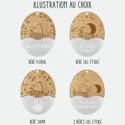 Boule de Noël personnalisée Bébé bois gravé - HappyBulle x MyLovelyThing