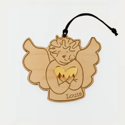 Boule de Noël personnalisée Ange Câlin bois gravé - HappyBulle x MyLovelyThing