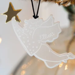 Boule de Noël personnalisée Ange Etoile acrylique givré gravé - HappyBulle x MyLovelyThing