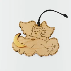 Boule de Noël personnalisée Ange Nuage bois gravé - HappyBulle x MyLovelyThing