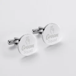 Boutons de manchette EVG personnalisés gravé acier rond 16 mm