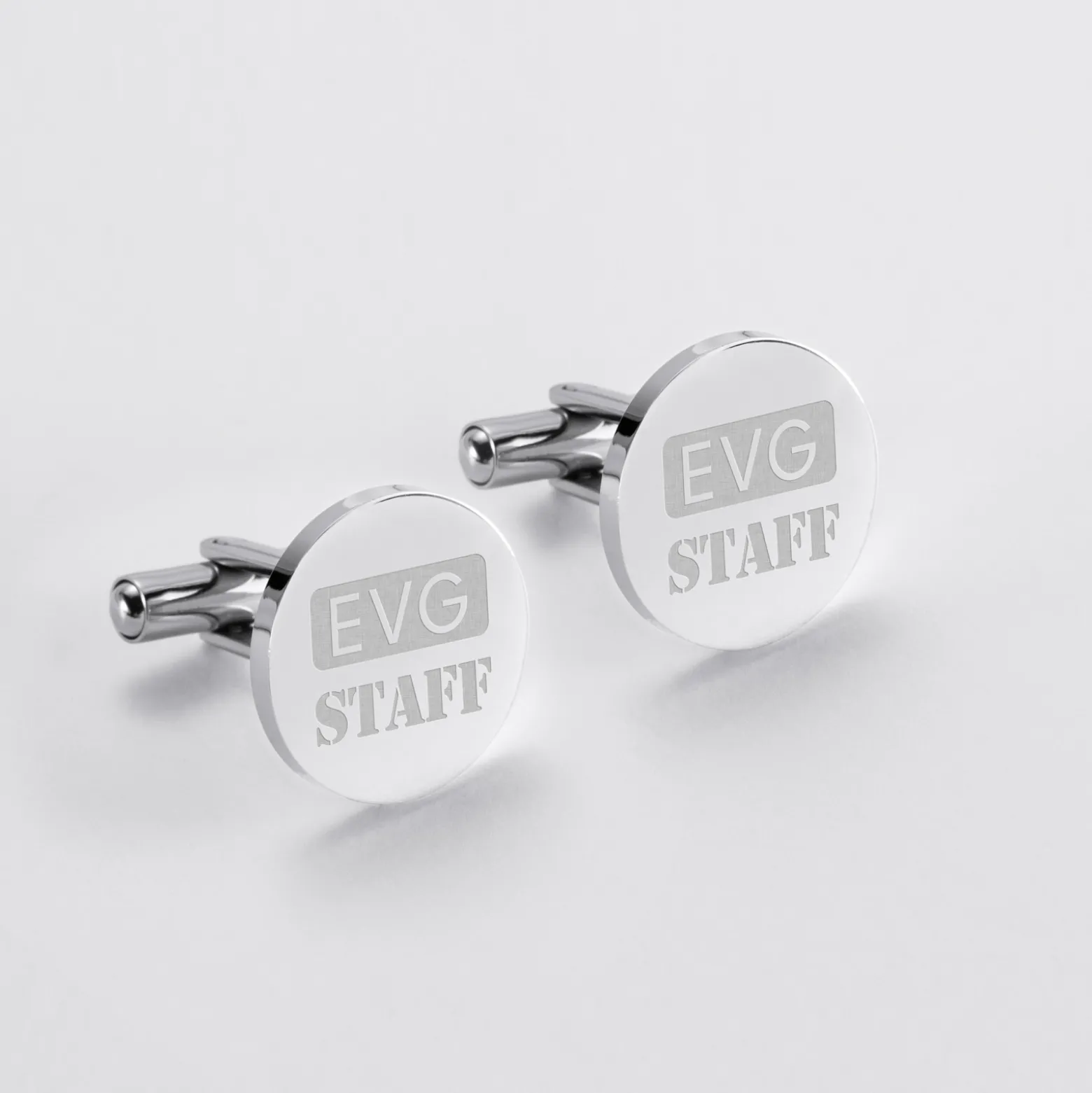 Boutons de manchette EVG personnalisés gravé acier rond 16 mm