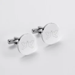 Boutons de manchette Marié personnalisés gravé acier rond 16 mm