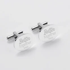 Boutons de manchette Marié personnalisés gravés acier ovale 15x19 mm
