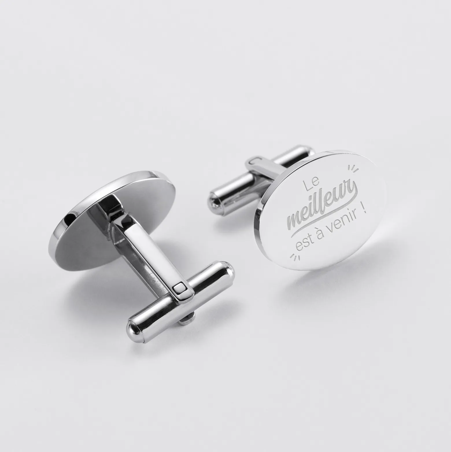 Boutons de manchette Marié personnalisés gravés acier ovale 15x19 mm