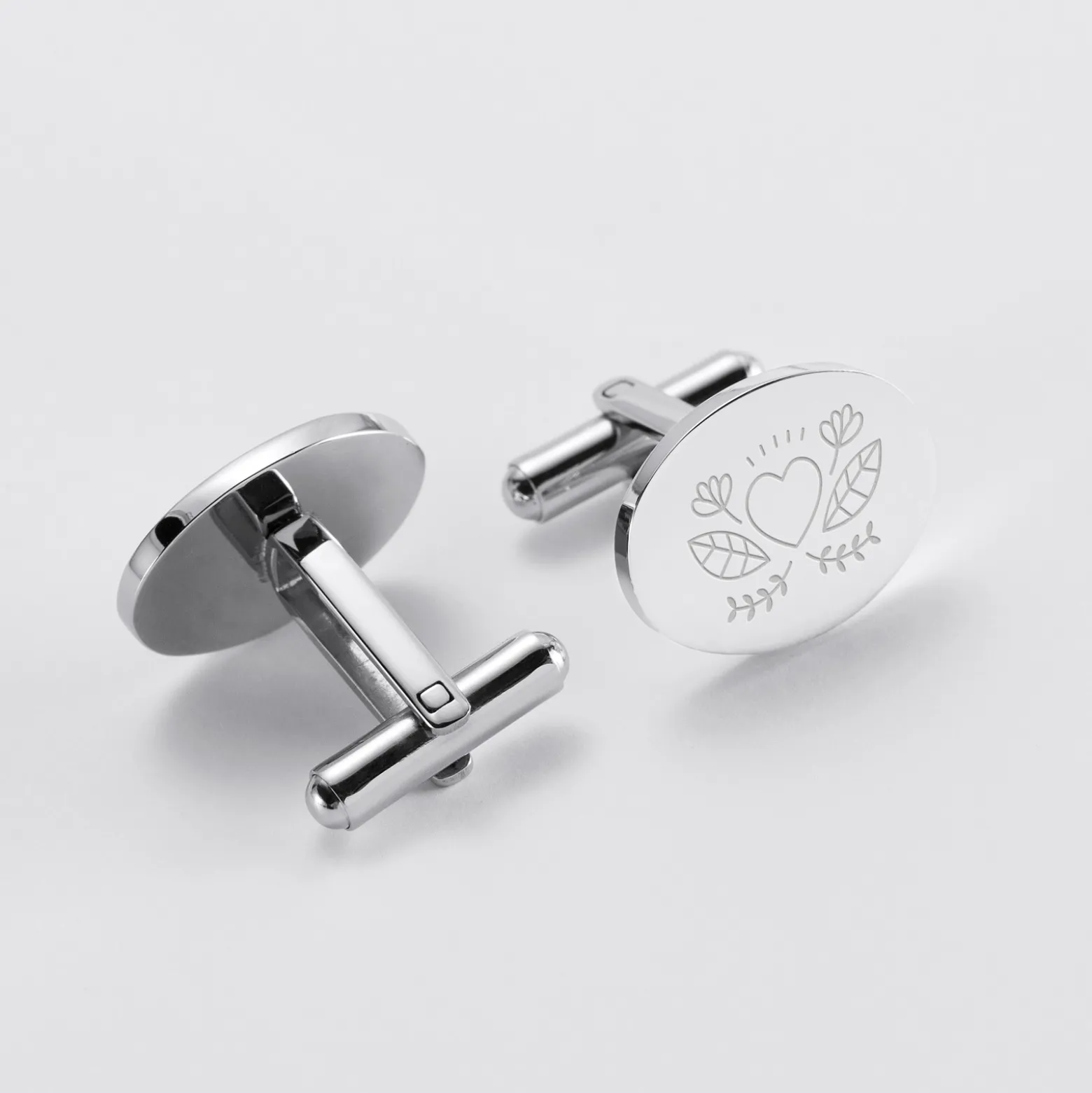 Boutons de manchette Marié personnalisés gravés acier ovale 15x19 mm