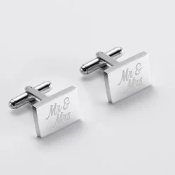 Boutons de manchette Marié personnalisés gravés acier rectangle