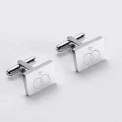 Boutons de manchette Marié personnalisés gravés acier rectangle