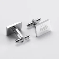 Boutons de manchette Marié personnalisés gravés acier rectangle