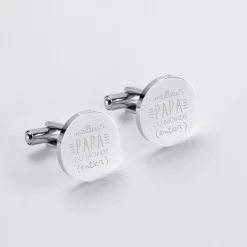 Boutons de manchette personnalisé acier gravés rond 16 mm - Nos petits imparfaits