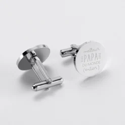 Boutons de manchette personnalisé acier gravés rond 16 mm - Nos petits imparfaits