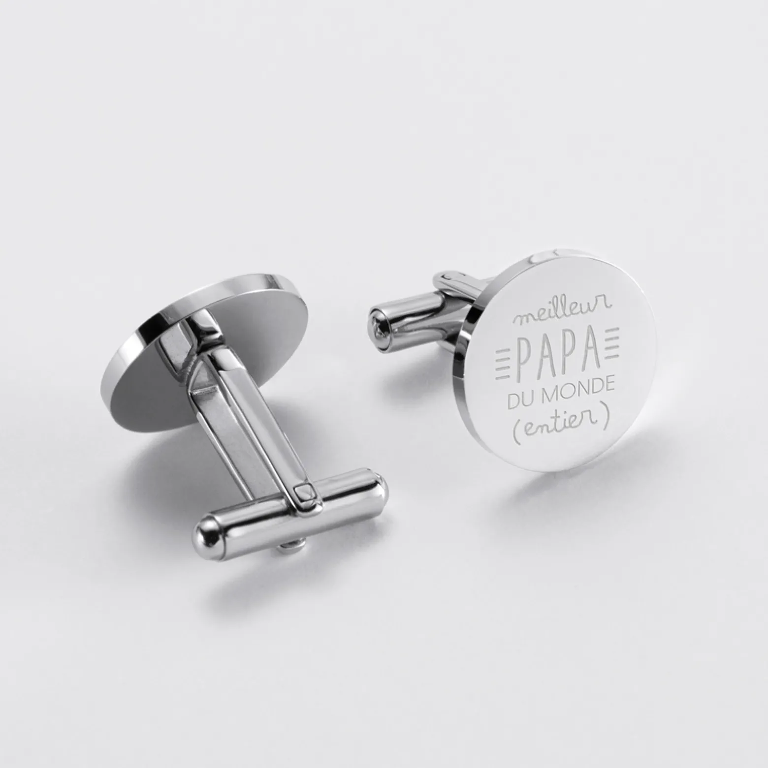 Boutons de manchette personnalisé acier gravés rond 16 mm - Nos petits imparfaits