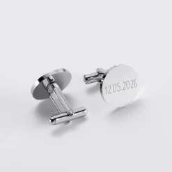 Boutons de manchette personnalisés gravé argent rond 15 mm