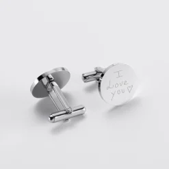 Boutons de manchette personnalisés gravé argent rond 15 mm - Nos petits imparfaits