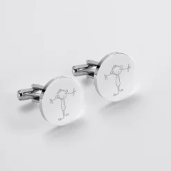 Boutons de manchette personnalisés gravé acier rond 16 mm