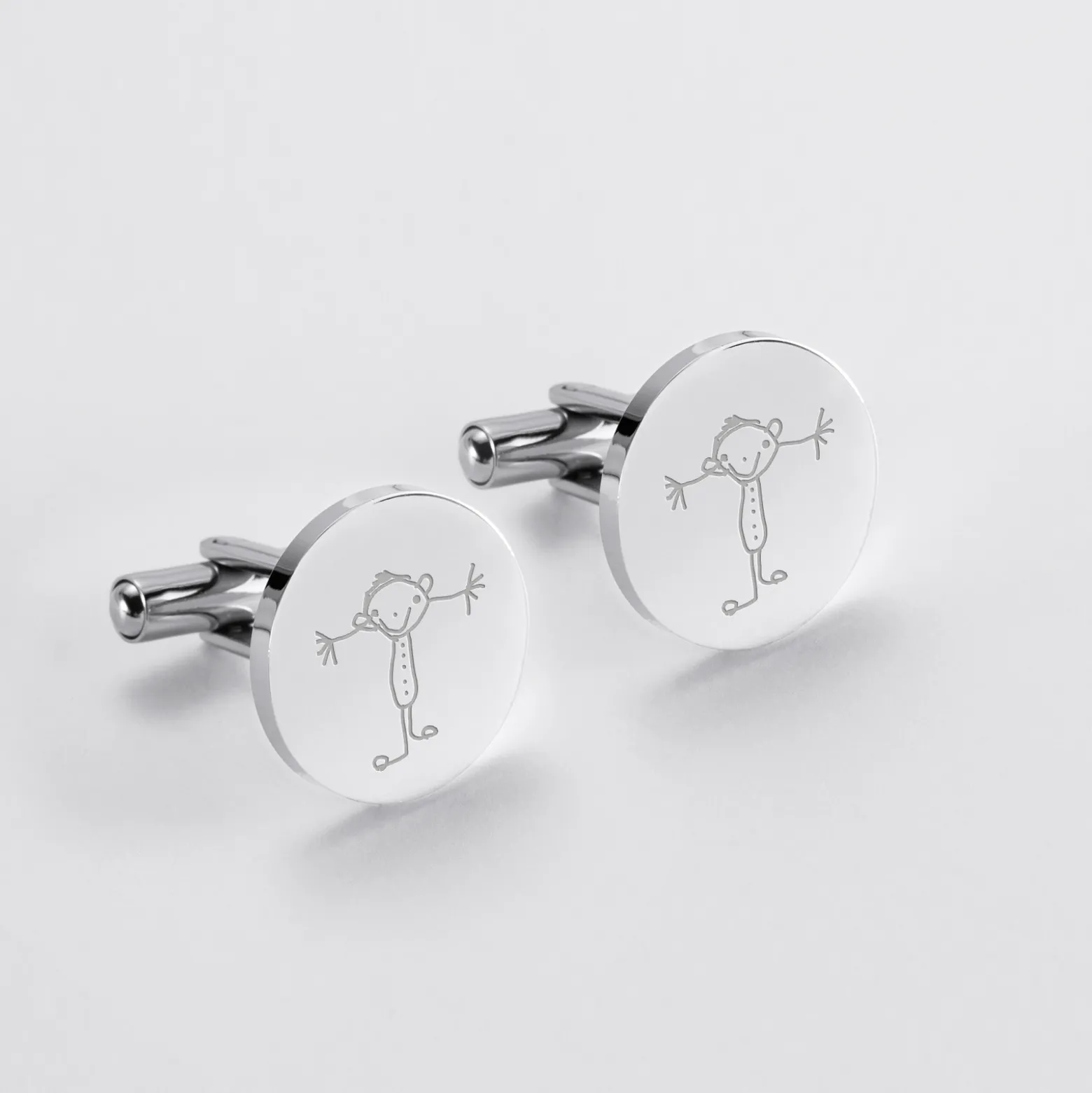 Boutons de manchette personnalisés gravé acier rond 16 mm