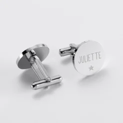 Boutons de manchette personnalisés gravé acier rond 16 mm