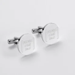Boutons de manchette personnalisés gravé acier rond 16 mm