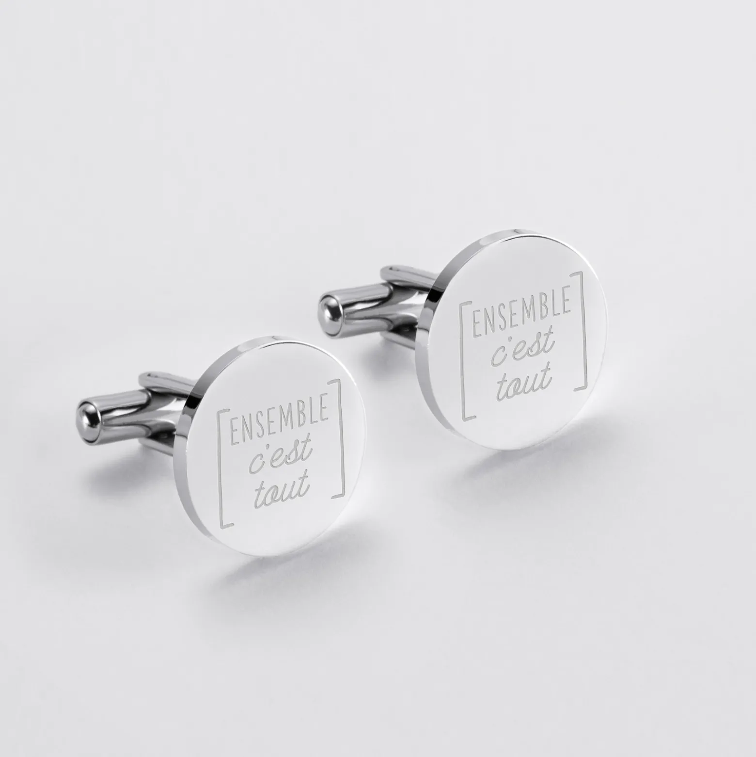 Boutons de manchette personnalisés gravé acier rond 16 mm