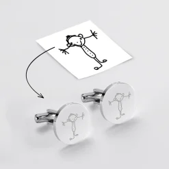 Boutons de manchette personnalisés gravé acier rond 16 mm